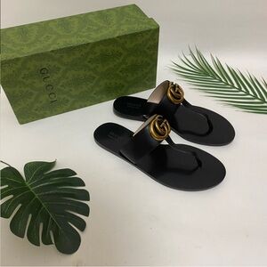 Gucci Black and Gold Sandals